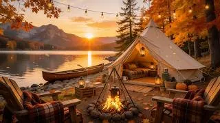 Thumbnail: Autumn Lakeside Camping 🍂 Cozy Jazz & Crackling Campfire for Relaxing, Study, Work & Sleep