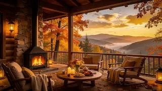 Thumbnail: Golden Autumn Mountain Retreat 🍂 Cozy Jazz & Fireplace Ambience for Relaxing, Study, Work & Sleep