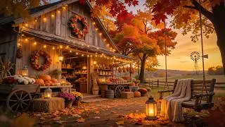 Thumbnail: Cozy Autumn Farmhouse at Sunset 🍁 Smooth Jazz Music for Relaxation, Study & Sleep