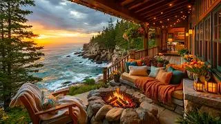Thumbnail: Soothing Sunset Ocean Porch 🌅🔥 Crackling Fire Pit, Relaxing Ocean Waves & Nature Sounds for Sleep
