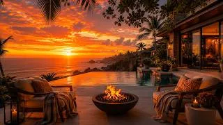 Thumbnail: Sleep Instantly with Soothing Ocean Waves 🌊🔥 Calm Summer Sunset Villa Ambience for Relaxation