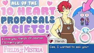 Thumbnail: ALL 12 PROPOSALS in Fields of Mistria 1.0 💍 EVERY ROMANCE OPTION 10 Heart Scene & Gift