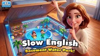 Thumbnail: Unexpected Water Park in Our Basement! | Easy English Listening for Beginners (A2 Level)
