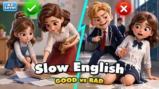 Thumbnail: Hardworking vs Lazy | School Day Showdown | Slow English Listening Story (A1 - A2 Level)