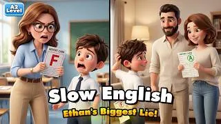 Thumbnail: From an F to an A... What Is Ethan Hiding? | Slow English Listening Story (A2 Level)