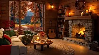 Thumbnail: Rainy Autumn Cabin by the Lake 🍂 Smooth Jazz Music, Fireplace & Rain Sounds to Unwind