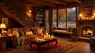 Thumbnail: Soft Jazz Piano, Fireplace & Rain Sounds to Calm Your Mind - Cozy Autumn Cabin Ambience