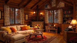 Thumbnail: Cozy Autumn Ambience 🍁 Relaxing Jazz, Fireplace Sounds & Rainfall Outside to Calm Your Mind