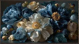 Thumbnail: 8K Blue & White Peonies Fine Art 6 Hours Relaxing Ambient Music Floral TV Screensaver & Home Decor 🩵