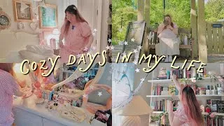 Thumbnail: organizing my cozy hobby room & reading a witchy fantasy 🌸📚 productive spring reset & reading vlog