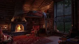 Thumbnail: Rainy Night in a Cozy Cabin Loft — Rain, Thunder & Warm Fireplace