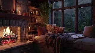 Thumbnail: Stormy Night Stone Window Nook Ambience — Relaxing Rain, Thunder & Fireplace Sounds | 8 Hours