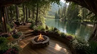 Thumbnail: Peaceful Riverside Campfire Forest Ambience 🌿 | Cozy Fire Cracking & Beautiful Summer Nature Sounds