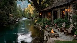Thumbnail: Relaxing Forest Realistic Sounds With Campfire By The Riverside Cabin Beautiful Natural View