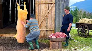 Thumbnail: How We Prepare a 100 KG Pig at Home — Cozy Village Life in the Mountains