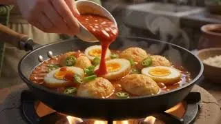 Thumbnail: : Cozy Rainy Village Cooking 🌧️ | Maya Makes Egg Chilli & Soft Chapati 🍳🥖 | Relaxing Village Life