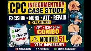 Thumbnail: CPC Integumentary Case Study | Excision, Mohs, ATT & Repair Cpt coding Explained | CPT + ICD-10-CM