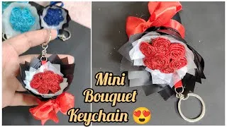 Thumbnail: DIY Mini Bouquet keychain | Viral Mini Ribbon Rose Bouquet keychain