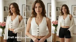 Thumbnail: EASY CROCHET CROP TOP / Crochet top for all sizes / Craft & Crochet Crop top 1626 / Crochet top