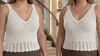 Thumbnail: Easy Crochet Top / Basic Crochet Top for beginners/Craft & Crochet top 1526 / Crochet Crop Top/ Tops