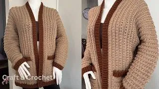 Thumbnail: Easy Crochet cardigan / ￼Craft and Crochet cardigan 1426 / Crochet Adult cardigan for beginners ￼