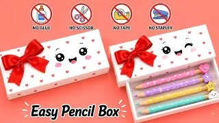 Thumbnail: DIY Paper Pencil box / no glue paper craft how to make cute pencil box school stationery💞 kawaii