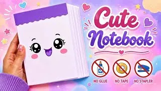 Thumbnail: DIY Kawaii Notebook💜 no glue no tape crafts easy paper craft / school project