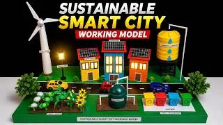 Thumbnail: sustainable smart city model - green energy - 3d - for science exhibition - diy - craftpiller
