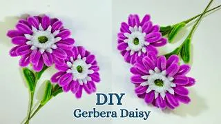Thumbnail: How to Make a Purple Gerbera Daisy with Pipe Cleaners 🌸 | Easy DIY Flower
