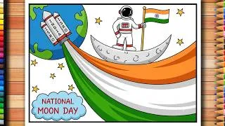 Thumbnail: National Moon Day Drawing | National Moon Day Poster | Chandra Dinam Poster Drawing | Moon Day