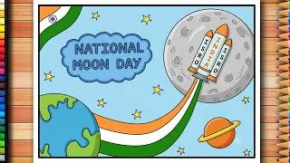 Thumbnail: National Moon Day Drawing | National Moon Day Poster | Chandra Dinam Poster Drawing | Moon Day