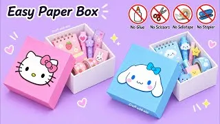 Thumbnail: DIY Easy Kawaii Paper Box / No Glue No Scissors Craft / Origami Organiser / School supplies Art