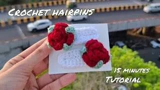 Thumbnail: Crochet rose hairpins tutorial.