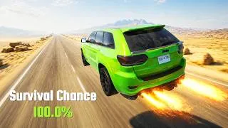Thumbnail: 0 to 600 MPH INSTANTLY!  Survival Chance Cars vs Desert Road #BeamNG.drive
