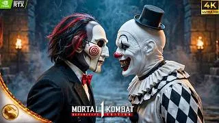 Thumbnail: Art the Clown vs Billy the Puppet – TERRIFYING Horror Fight in Mortal Kombat 1!  | MK1 Mods 4K 60FPS