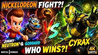 Thumbnail: Jimmy Neutron & Goddard vs Cyrax – INSANE Nickelodeon vs Mortal Kombat 1 Fight! 🤖🔥 | 4K 60FPS
