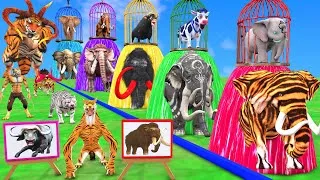 Thumbnail: Choose The Right Baby Cow Mammoth Elephant Gorilla Tiger Lion Long Slide Paint Animal Fountain Cross
