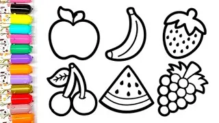 Thumbnail: 🍎🍌 Fresh Nutritious Fruits Drawing, Painting & Coloring for Kids & Toddlers 🎨🖍️ | Easy Fruit Drawing