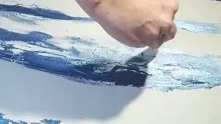 Thumbnail: Palette Knife Abstract Painting | Blue, Silver & White Technique