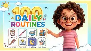 Thumbnail: 100 Daily Routine English Sentences for Kids | Everyday English Speaking Practice