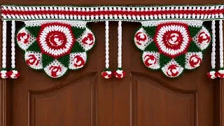 Thumbnail: 💖Beautiful Rose Crochet Toran 💖 New Door Hanging Toran | Red White Green Crochet Toran