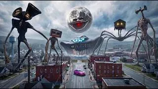 Thumbnail: 🏠 Siren Head, Pipe Head, Moon Wake Up, House Head & Sea Eater ATTACKED My Village!