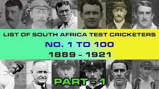 Thumbnail: Player No 1 to 100 South Africa Test Cricketers  |  South Africa Test Players 1889 to 1921 |  PART 1