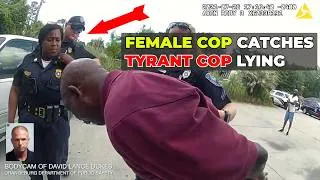Thumbnail: Tyrant Cop Assaults Disabled Man On Camera Then Gets Caught Lying To Female Cop About Business Card