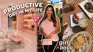 Thumbnail: DAY IN MY LIFE as a girl boss 💖 (Salon remodel, Real Estate, $ count, mom life)