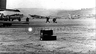 Thumbnail: Squadron of Bf-110 twin engine heavy fighter aircraft and Junkers Ju 86 attack...HD Stock Footage