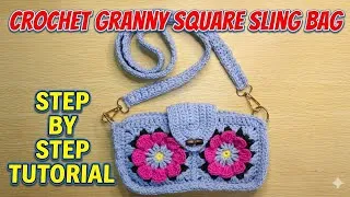 Thumbnail: Crochet granny square Sling bag,step by step#how to crochet granny square Sling bag #crohet slingbag