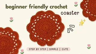 Thumbnail: Easy Crochet Coaster for Beginners | Step-by-Step Crochet Tutorial