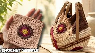 Thumbnail: Beautiful Crochet Tote Bag | Granny Square Tote Bag Tutorial آموزش توت بگ با قلاب