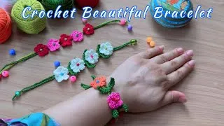 Thumbnail: WOW 🤩Beautiful Crochet Bracelet Tutorial Step by step 💯Crochet Bracelet Simple Pattern